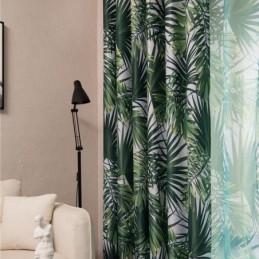 Tenda Oscurante Stampata Tropicale Su Misura, Tenda Nordica In Tulle Con Foglie Per Camera Da Letto