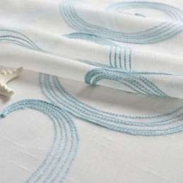 Tenda Traspirante Trasparente Su Misura Con Ricamo Nuvole Di Buon Auspicio Per Il Soggiorno