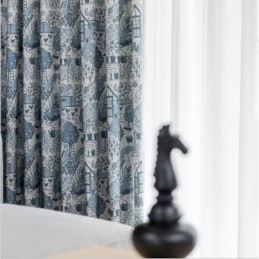 Tenda In Cotone E Lino In Stile Rurale, Su Misura, Semi-Oscurante, Stampata, Per Finestra A Bovindo Della Camera Da Letto