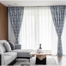Tenda In Cotone E Lino In Stile Rurale, Su Misura, Semi-Oscurante, Stampata, Per Finestra A Bovindo Della Camera Da Letto