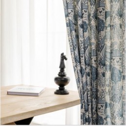 Tenda In Cotone E Lino In Stile Rurale, Su Misura, Semi-Oscurante, Stampata, Per Finestra A Bovindo Della Camera Da Letto