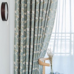 Tenda Oscurante Moderna Max Su Misura Con Stampa A Foglia Verde Per Camera Da Letto
