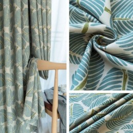 Tenda Oscurante Moderna Max Su Misura Con Stampa A Foglia Verde Per Camera Da Letto