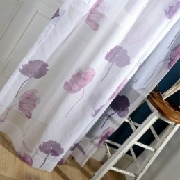 Tenda Trasparente In Voile Minimalista Moderna Su Misura, Con Foglia Di Loto, Viola, Per Camera Da Letto