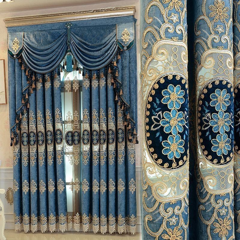 Tenda Di Lusso Su Misura Tenda In Ciniglia Con Fiori Ricamati