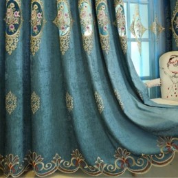 Tenda In Ciniglia Su Misura, Stile Europeo, Ricamo Floreale
