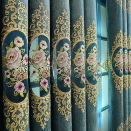 Tenda In Ciniglia Su Misura, Stile Europeo, Ricamo Floreale