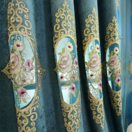 Tenda In Ciniglia Su Misura, Stile Europeo, Ricamo Floreale