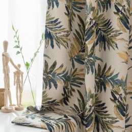 Tenda Oscurante Spessa Max Su Misura, Con Foglie Di Banano Verde, Jacquard, Oscurante Per Ambienti