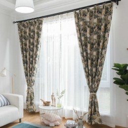 Tenda Oscurante Spessa Max Su Misura, Con Foglie Di Banano Verde, Jacquard, Oscurante Per Ambienti