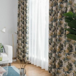 Tenda Oscurante Spessa Max Su Misura, Con Foglie Di Banano Verde, Jacquard, Oscurante Per Ambienti