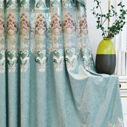 Tenda In Ciniglia Su Misura, Stile Europeo, Con Ricamo Floreale, Trattamento Per Finestre