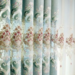 Tenda In Ciniglia Su Misura, Stile Europeo, Con Ricamo Floreale, Trattamento Per Finestre