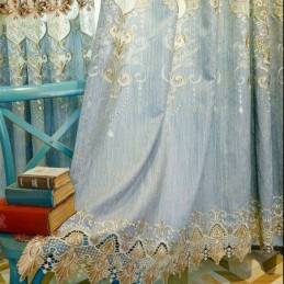 Tenda In Ciniglia Su Misura, Stile Europeo, Con Ricamo Floreale, Trattamento Per Finestre