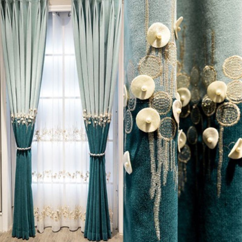 Tenda Oscurante Su Misura Con Ricamo Decorativo Di Fiori Nordici