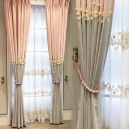 Tenda Oscurante Su Misura Con Ricamo Decorativo Di Fiori Nordici