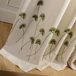 Tenda Moderna Su Misura In Cotone E Lino Con Ricamo A Foglia Fresca