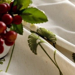 Tenda Moderna Su Misura In Cotone E Lino Con Ricamo A Foglia Fresca