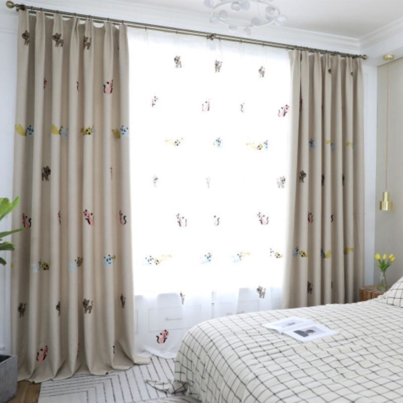 Tenda Oscurante Su Misura Con Ricamo A Forma Di Gattino Per Camera Da Letto