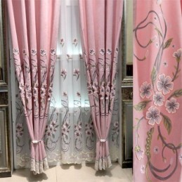 Tenda In Ciniglia Su Misura, Moderna, Con Ricamo Floreale