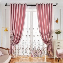 Tenda In Ciniglia Su Misura, Moderna, Con Ricamo Floreale