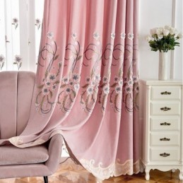 Tenda In Ciniglia Su Misura, Moderna, Con Ricamo Floreale