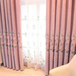 Tenda In Ciniglia Su Misura, Moderna, Con Ricamo Floreale