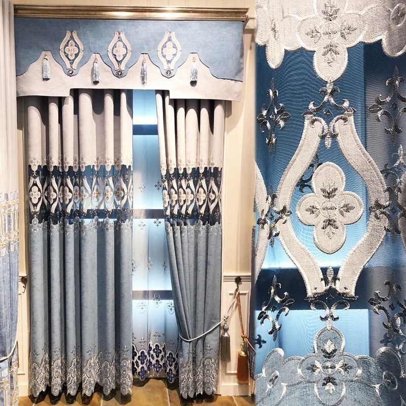 Tenda In Ciniglia Su Misura, Stile Europeo, Ricamo Floreale