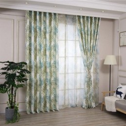 Tenda Oscurante Stampata Tropicale Su Misura, Pannello In Tulle Con Foglie Americane Per Camera Da Letto