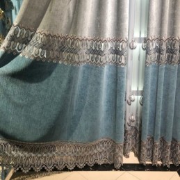 Tenda In Ciniglia Su Misura, Tenda Moderna Con Ricamo Per Soggiorno