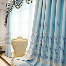 Tenda In Stile Europeo Su Misura, In Cotone E Lino, Con Ricamo Di Piante