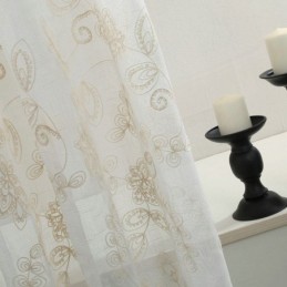 Tenda Semplice Trasparente Su Misura Con Ricamo Floreale Astratto Per Finestra