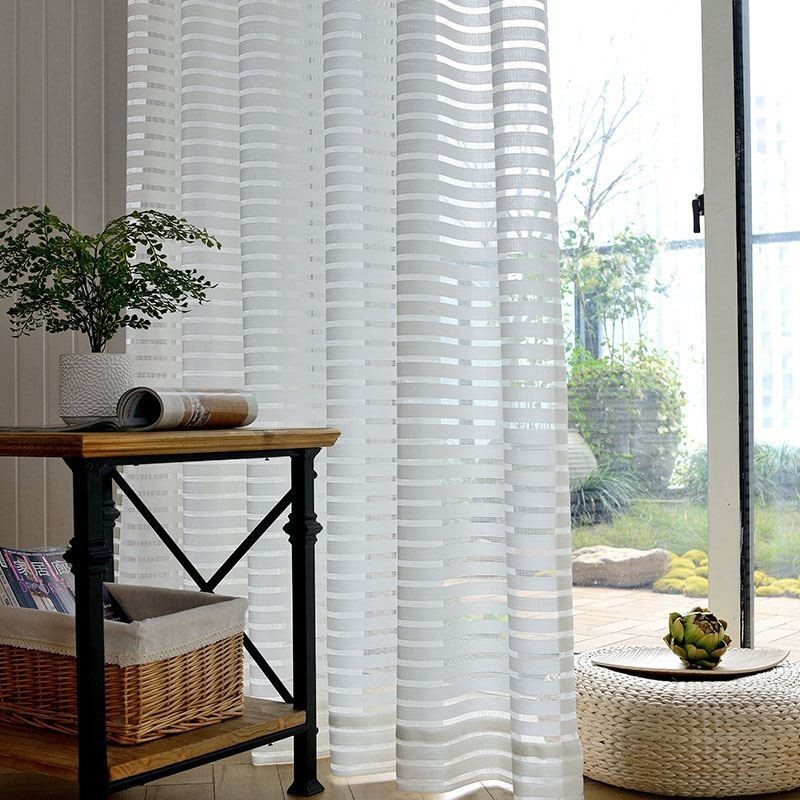 Tenda Trasparente Moderna E Semplice, Su Misura, A Righe, In Jacquard, Per Soggiorno, Studio, Tessuto Versatile