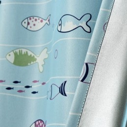 Tende Oscuranti Blu Con Motivo A Pesci Dei Cartoni Animati, Tende Stampate Su Misura Per La Camera Dei Bambini