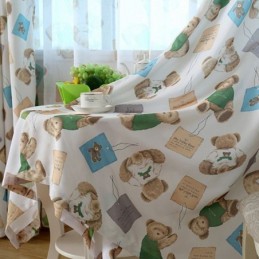 Tenda Con Motivo A Orso Dei Cartoni Animati, Realizzata Su Misura, Per La Cameretta Di Bambini E Bambine.