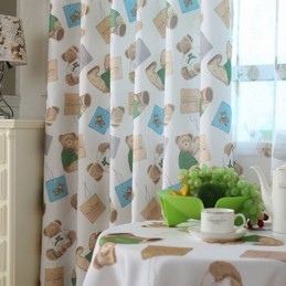 Tenda Con Motivo A Orso Dei Cartoni Animati, Realizzata Su Misura, Per La Cameretta Di Bambini E Bambine.