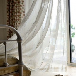 Tenda Trasparente Giapponese Semplice Su Misura, Con Grandi Strisce In Tessuto Jacquard Di Lino Bianco