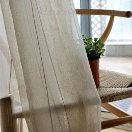Tenda Trasparente Giapponese Semplice Su Misura, Con Grandi Strisce In Tessuto Jacquard Di Lino Bianco