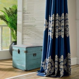 Tenda Nordica Semplice Su Misura, Tessuto Ricamato Blu Per Soggiorno E Studio