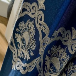 Tenda Nordica Semplice Su Misura, Tessuto Ricamato Blu Per Soggiorno E Studio