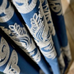Tenda Nordica Semplice Su Misura, Tessuto Ricamato Blu Per Soggiorno E Studio