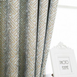 Tenda In Stile Astratto Nordico Su Misura, Tenda Maze Jarquard, Tessuto Oscurante In Ciniglia Bice Per Soggiorno