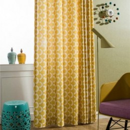 Tenda In Cotone Giallo Su Misura, Tenda A Conchiglia Stampata Unica Per Camera Da Letto E Soggiorno