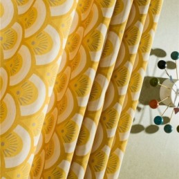 Tenda In Cotone Giallo Su Misura, Tenda A Conchiglia Stampata Unica Per Camera Da Letto E Soggiorno