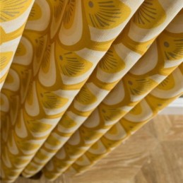 Tenda In Cotone Giallo Su Misura, Tenda A Conchiglia Stampata Unica Per Camera Da Letto E Soggiorno