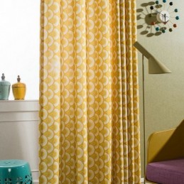 Tenda In Cotone Giallo Su Misura, Tenda A Conchiglia Stampata Unica Per Camera Da Letto E Soggiorno