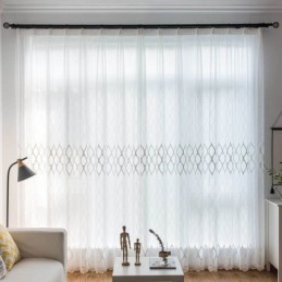 Tenda Trasparente Moderna E Semplice, Su Misura, Con Motivo Geometrico In Jacquard, Per Soggiorno E Studio.