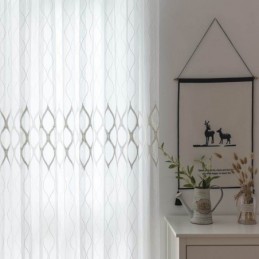 Tenda Trasparente Moderna E Semplice, Su Misura, Con Motivo Geometrico In Jacquard, Per Soggiorno E Studio.