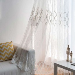 Tenda Trasparente Moderna E Semplice, Su Misura, Con Motivo Geometrico In Jacquard, Per Soggiorno E Studio.