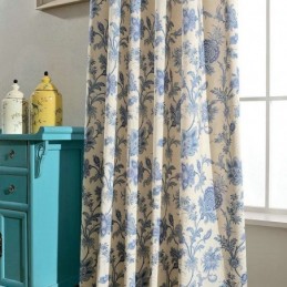 Tenda Giapponese Semplice Su Misura, Tessuto Stampato Blu Per Studio E Camera Da Letto